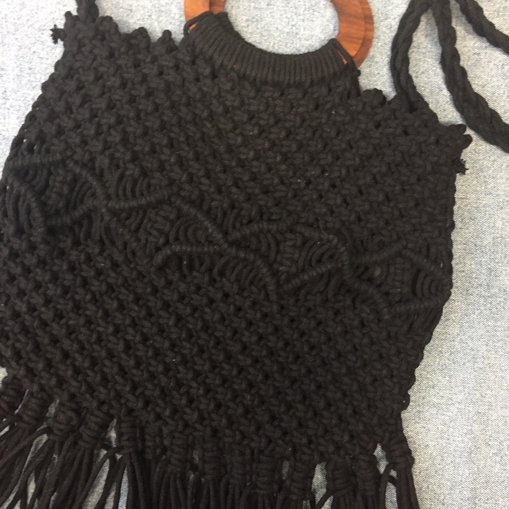 Danielle Nicole Black Fringe Hobo Handbag - image 4